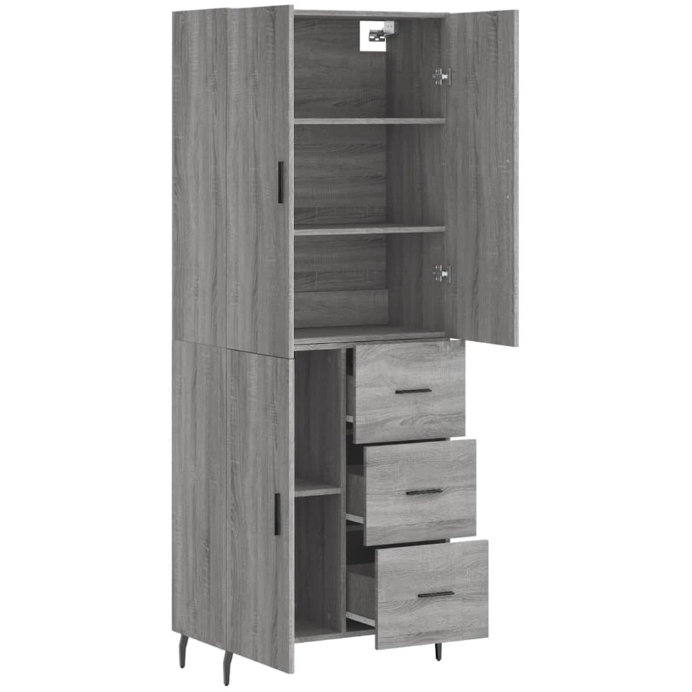 vidaXL 3 Door 3 Drawer Grey Sonoma Highboard Image 4
