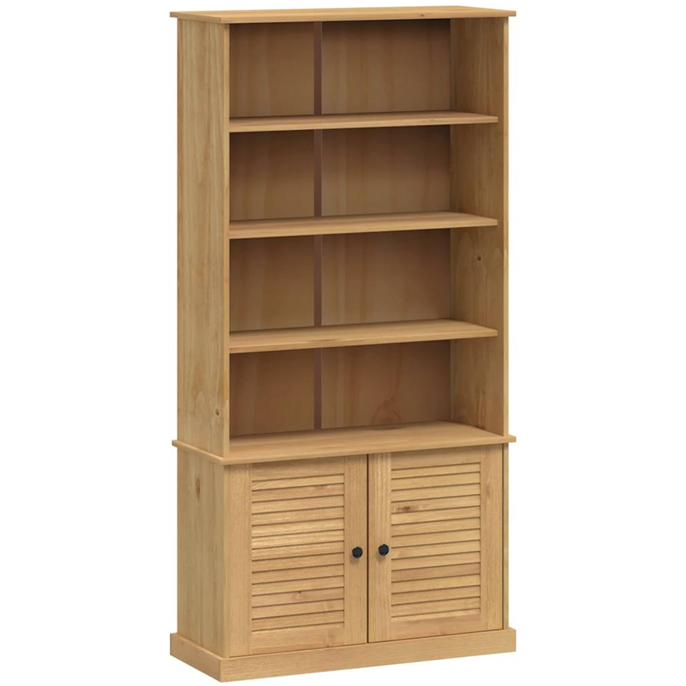 vidaXL Vigo 2 Door 4 Shelf Natural Solid Pine Wood Bookcase Image 2