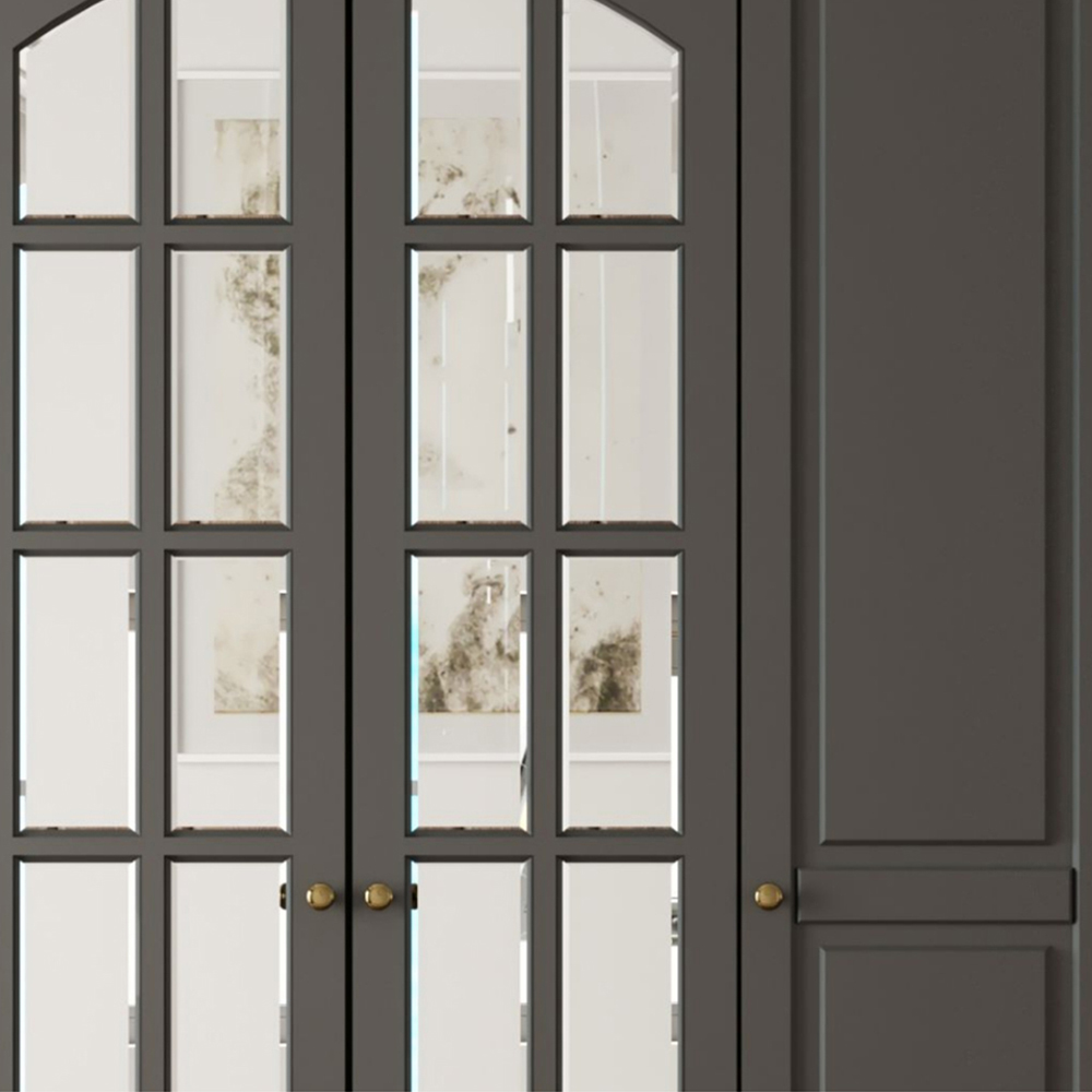 Evu MAISON 4 Door 2 Drawer Anthracite XL Mirrored Wardrobe Image 4