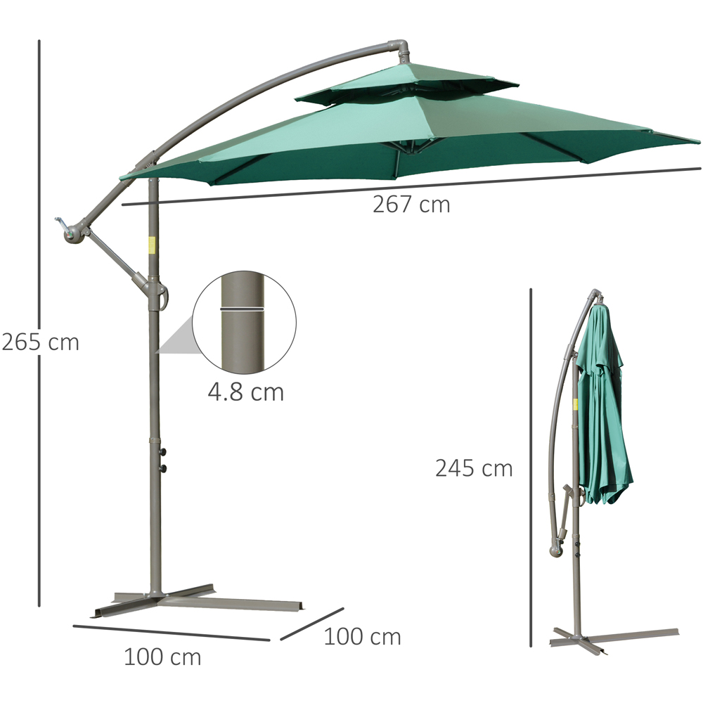 Outsunny Green Double Tier Crank Handle Cantilever Parasol 2.7m Image 7