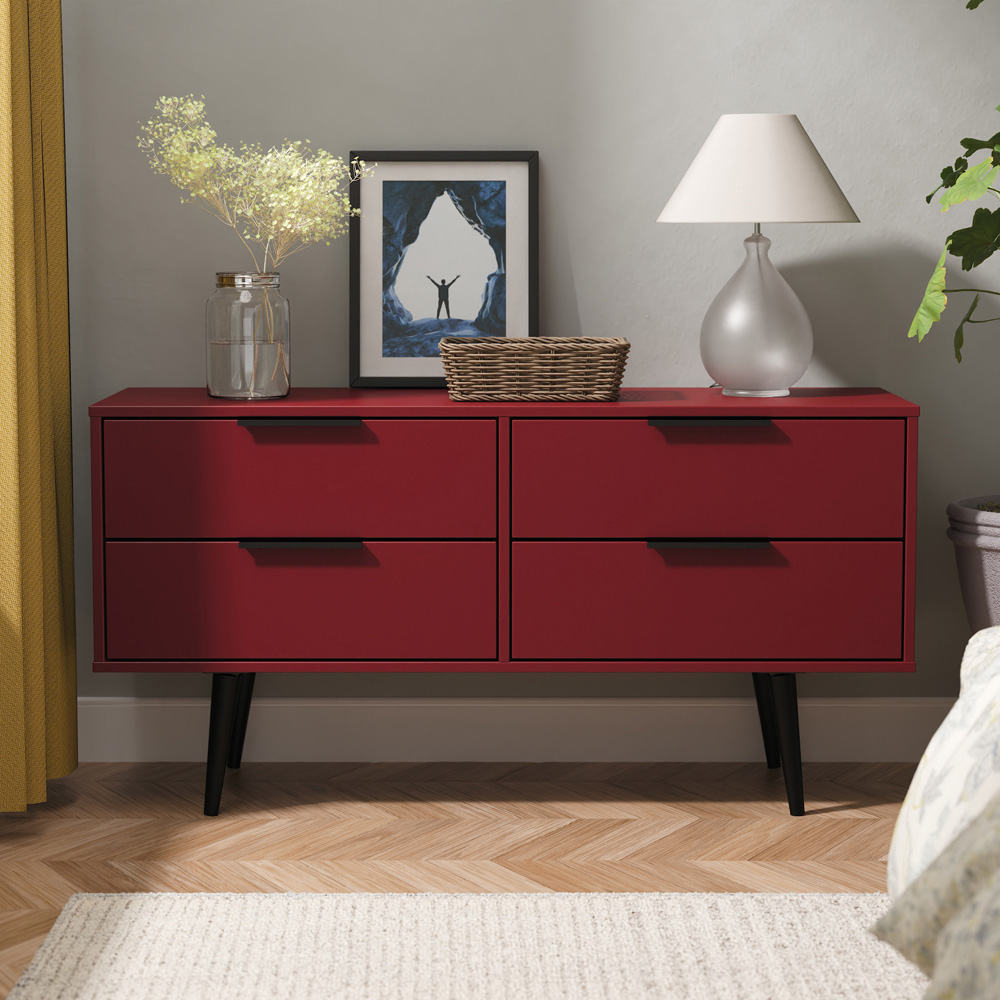 Crowndale Hong Kong 4 Drawer Matt Red and Black Bed Box Ready Assembled Image 5