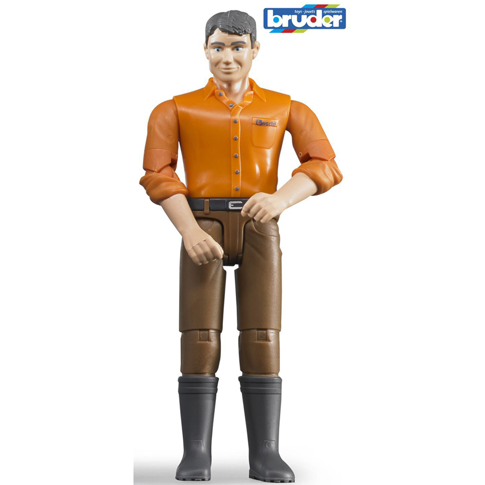 Bruder Bworld Light Skin Poseable Man Figure with Brown Jeans Image 2