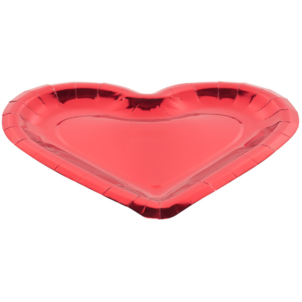 Pack of 8 Heart Shaped Plates - Red Image 2