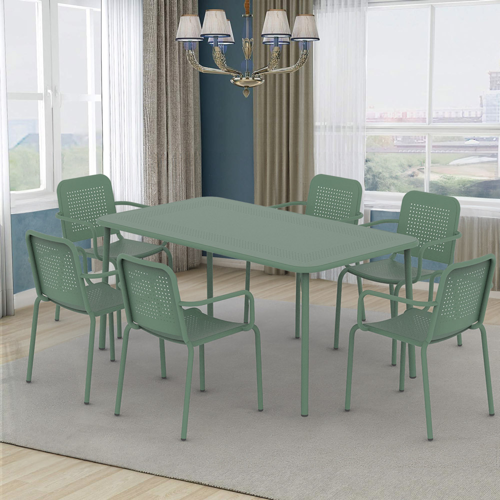Royalcraft Porto 6 Seater Rectangular Dining Set Olive Image 1