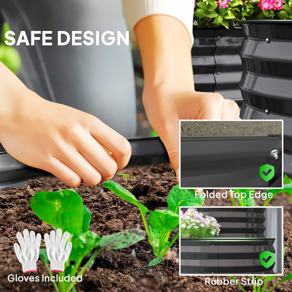 Outsunny 2 Tier Dark Grey Galvanised Raised Garden Bed Image 7