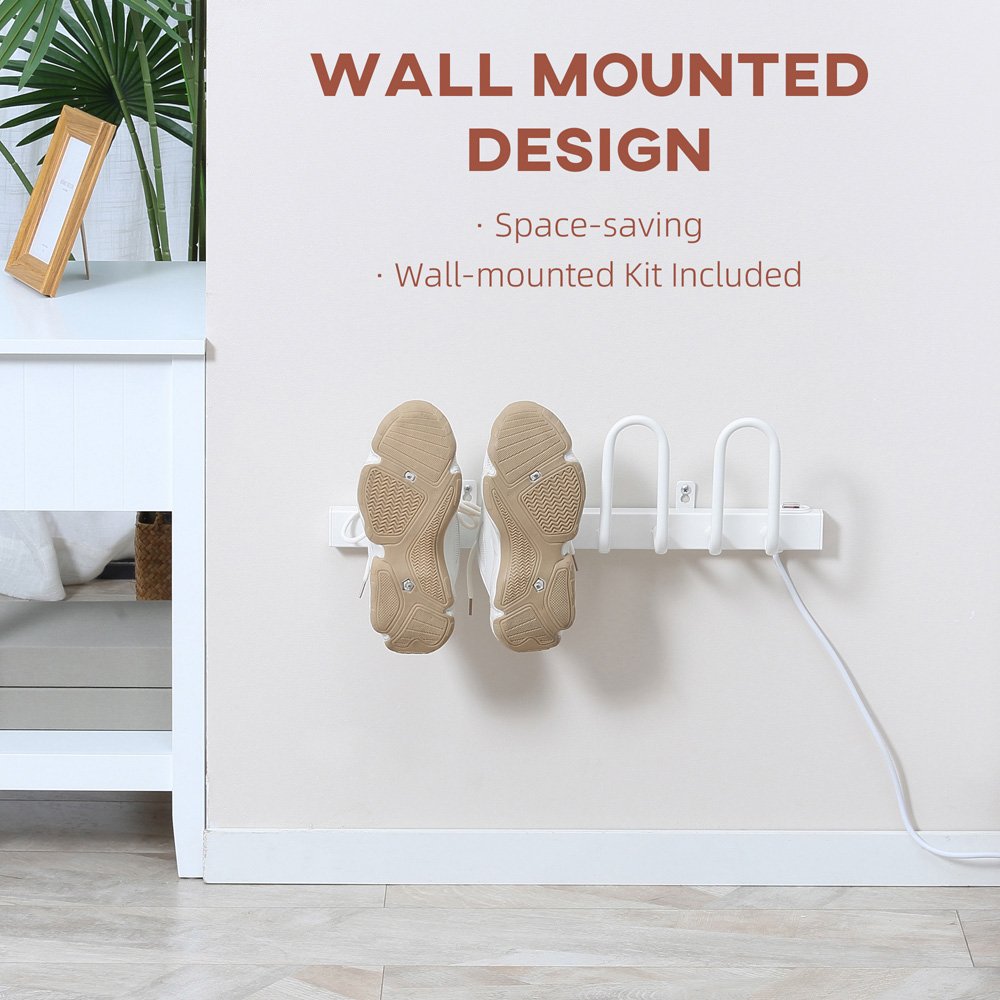 Portland 2 Pair White Wall-Mounted Electric Shoe Dryer Image 6