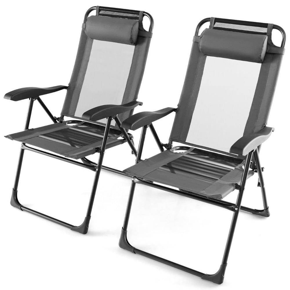 Costway Set of 2 Grey Garden Folding Chair Image 2