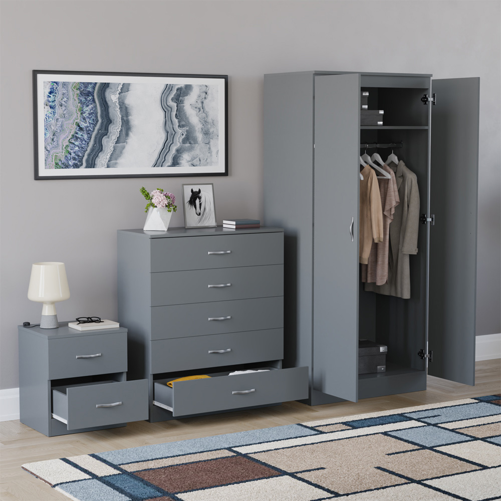 VIDA DESIGNS Riano Grey 3 Piece Bedroom Furniture Set Image 5