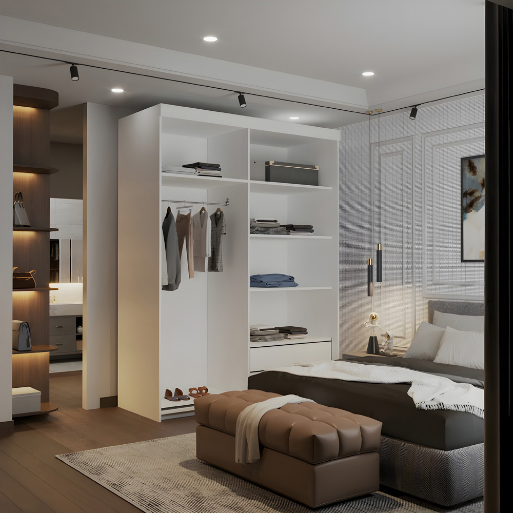 Sliding Wardrobes 4U 2 Sliding Door White Modern Silver Trim Mirrored Wardrobe Image 4