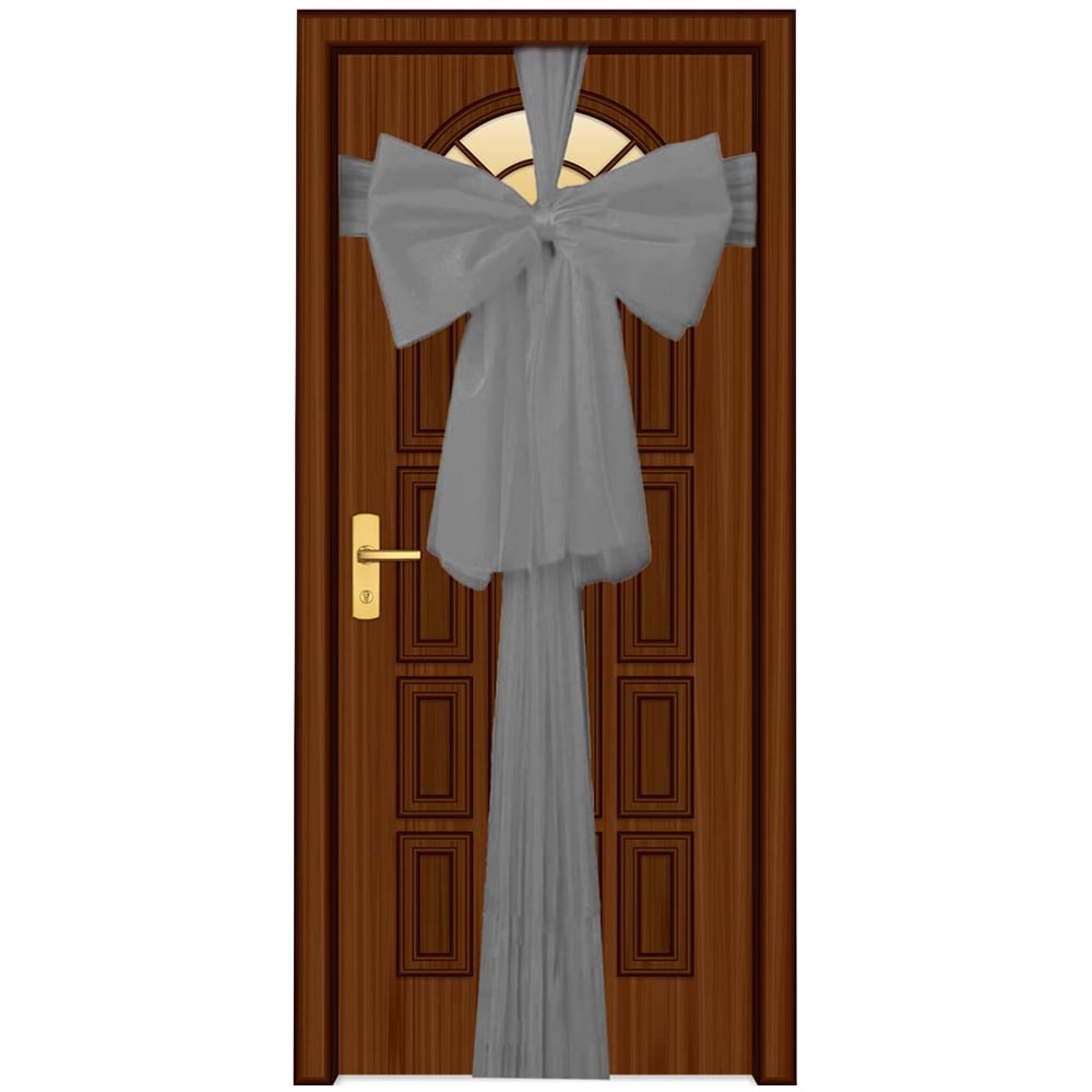 Shatchi Silver Giant Bow Door Cover Image 1