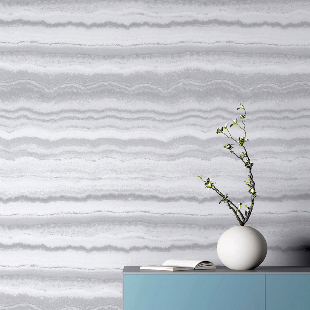 Arthouse Mineral Stripe White and Silver Wallpaper Image 6
