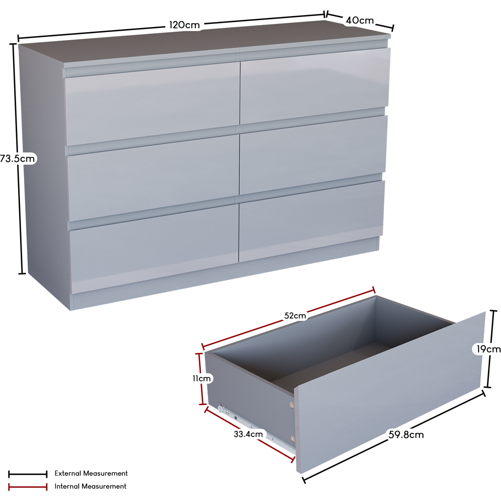 Vida Designs Glinton 6 Drawer Grey Chest of Drawers Image 8