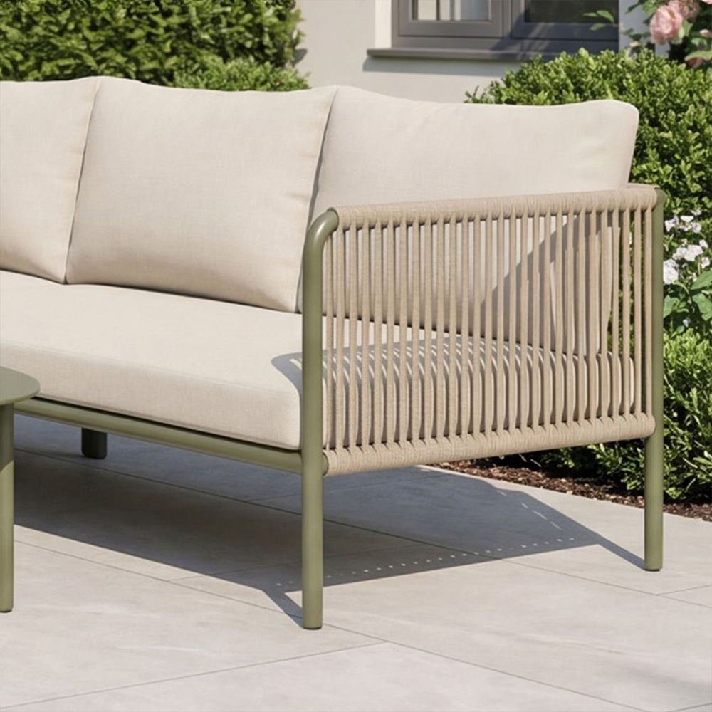 Artemis Home Virella 5 Seater Green and Beige Outdoor Corner Sofa Set with Table Image 3