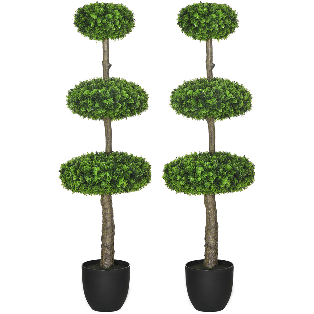 HOMCOM Green Boxwood Ball Topiary Trees Artificial Plant in Pot 2 Pack Image 3