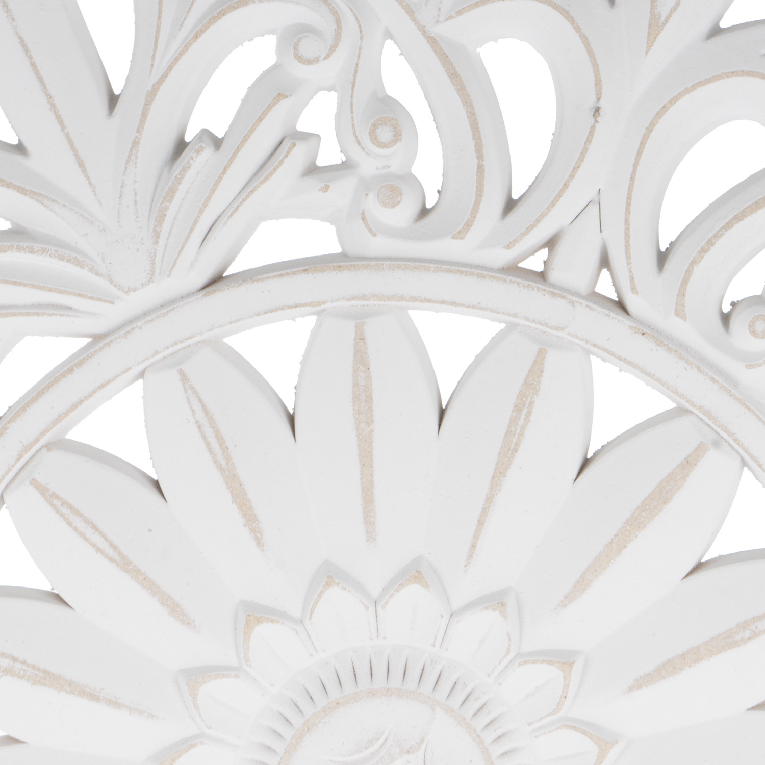 White Carved Round Fretwork Wooden Wall Art Image 2
