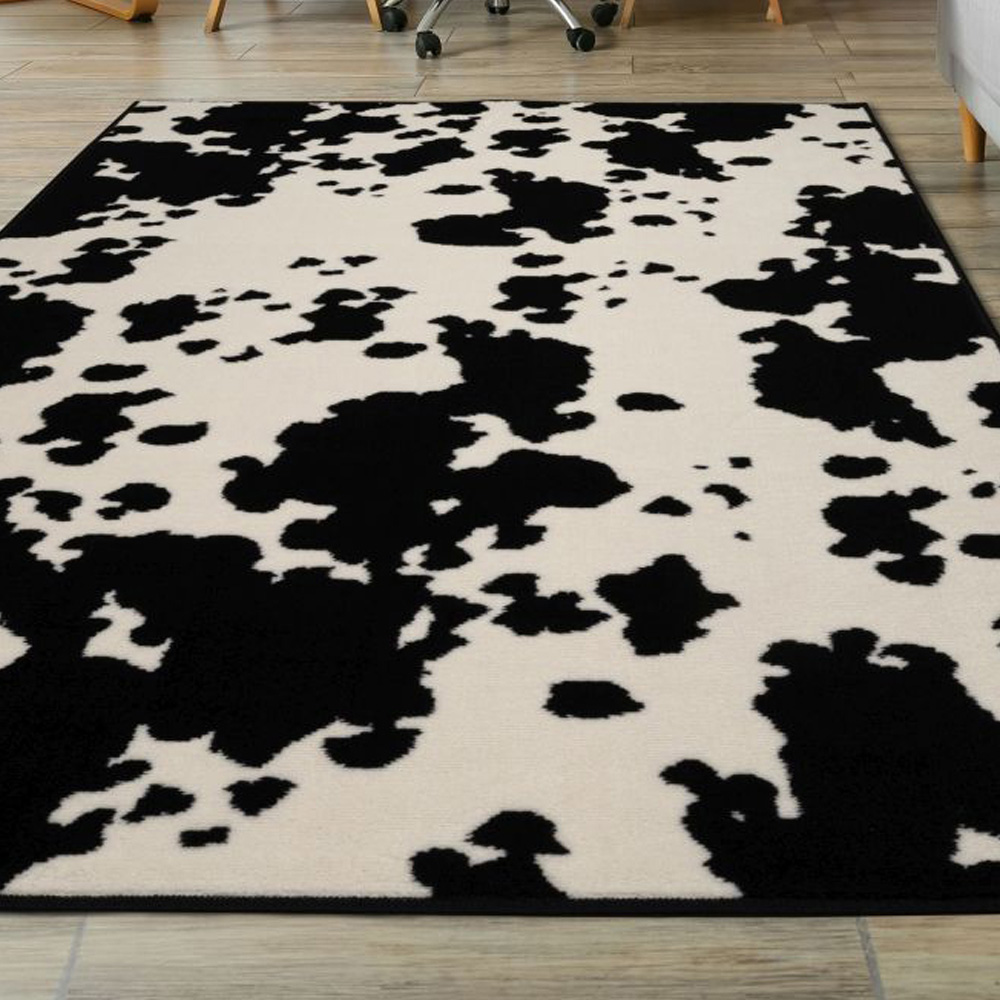 Homemaker Maestro Monochrome Cow Print Rug 160 x 230cm Image 1