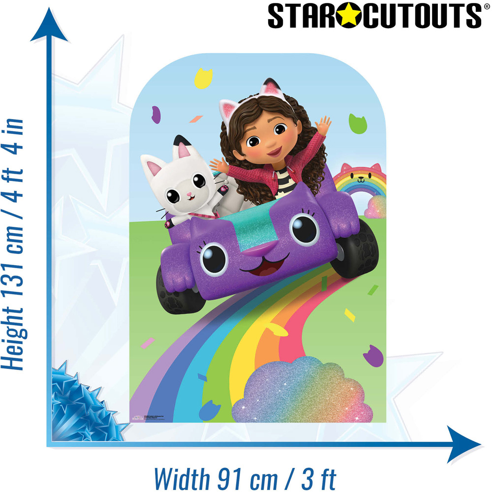Star Cutouts Gabbys Dollhouse Car on Rainbow Stand In Cardboard Cutout 4.4ft Image 8