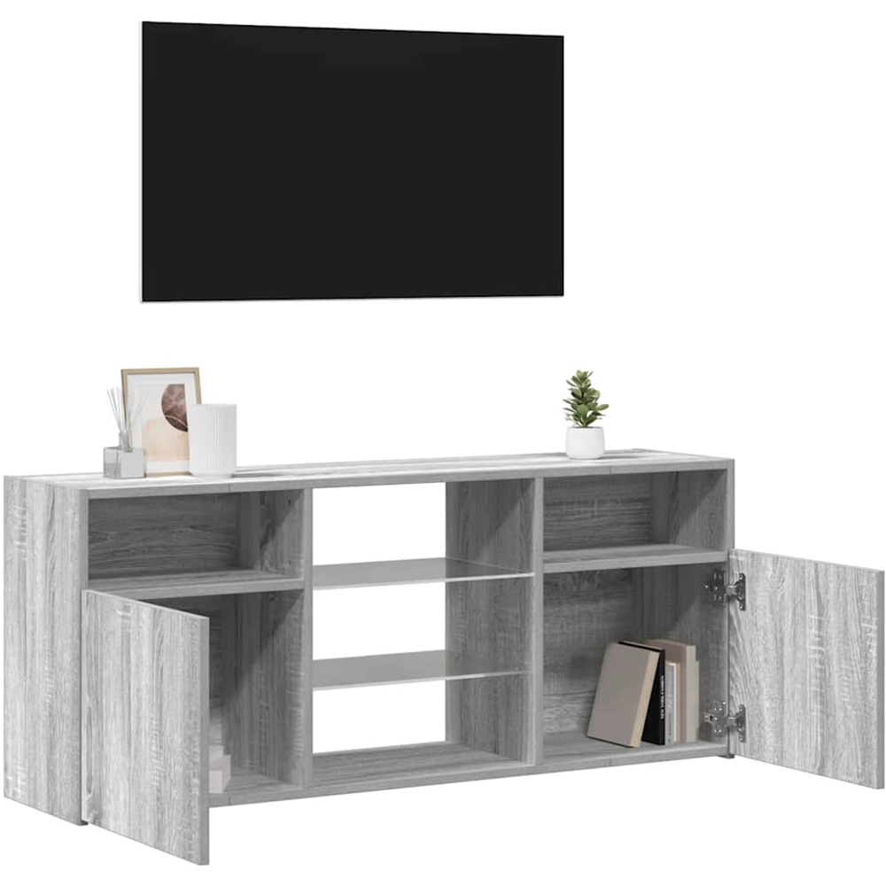 vidaXL 2 Door 5 Shelf Grey Sonoma TV Cabinet with RGB LED Lights Image 4
