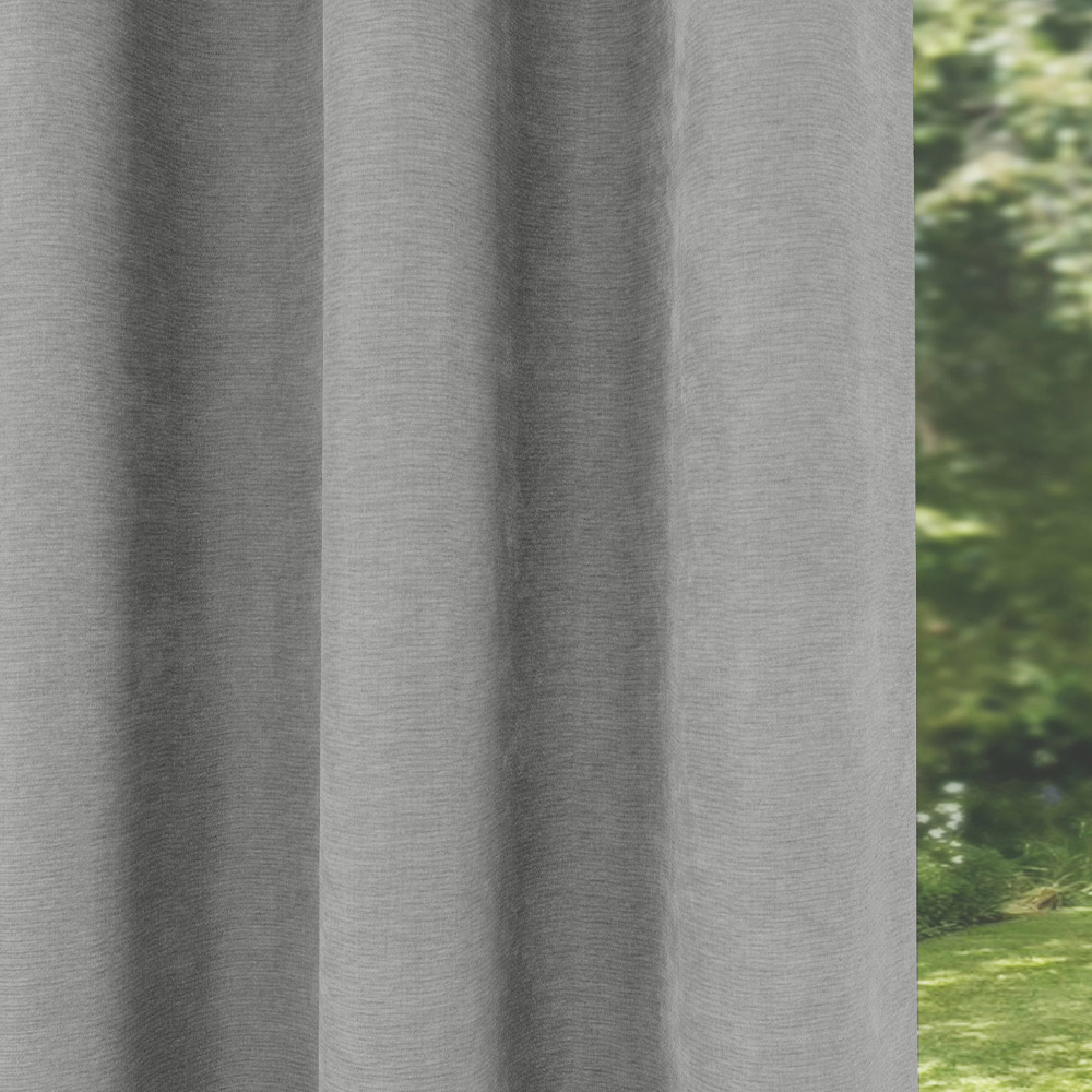Enhanced Living Knightsbridge Grey Chenille Thermal Blackout Eyelet Single Door Curtain 168 x 214cm Image 3
