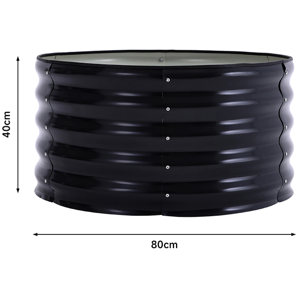 Living and Home Anthracite Dia Round Galvanised Steel Raised Garden Bed 80cm Image 8