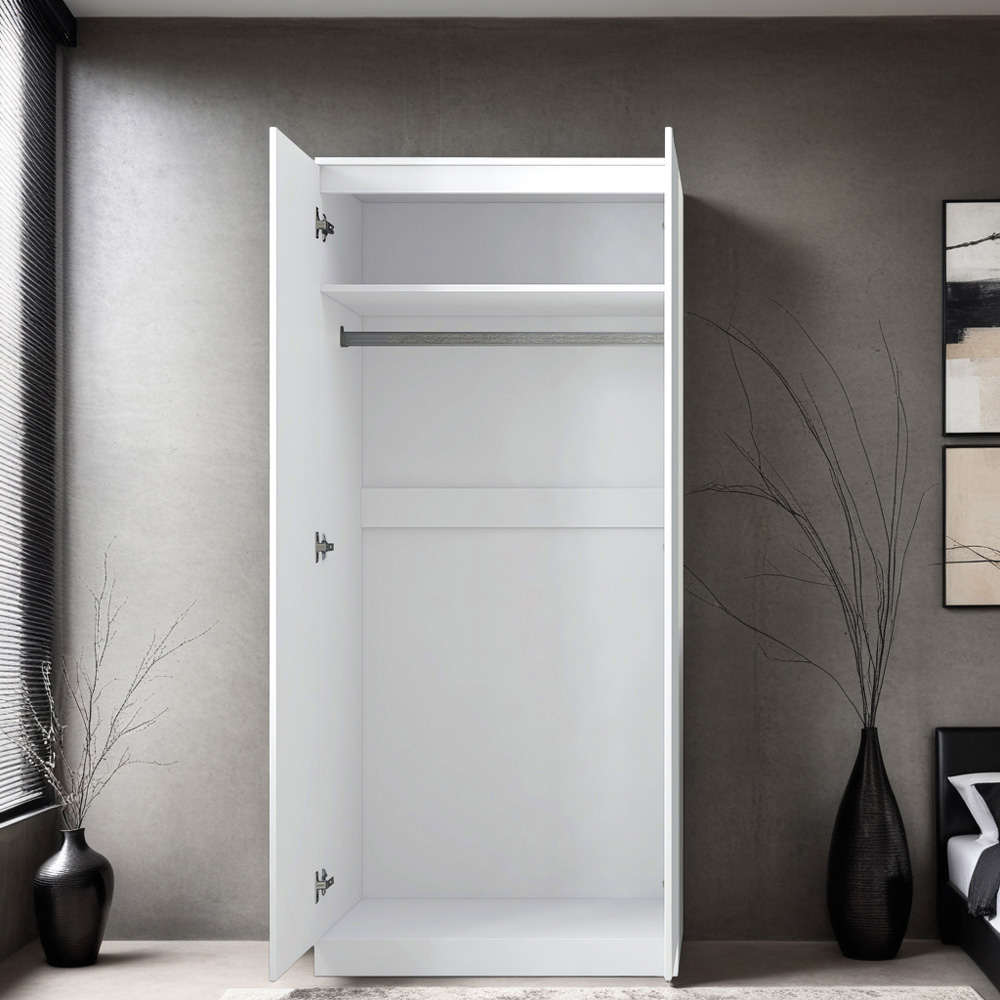 FWStyle Stora 2 Door Matt White Wardrobe Image 4