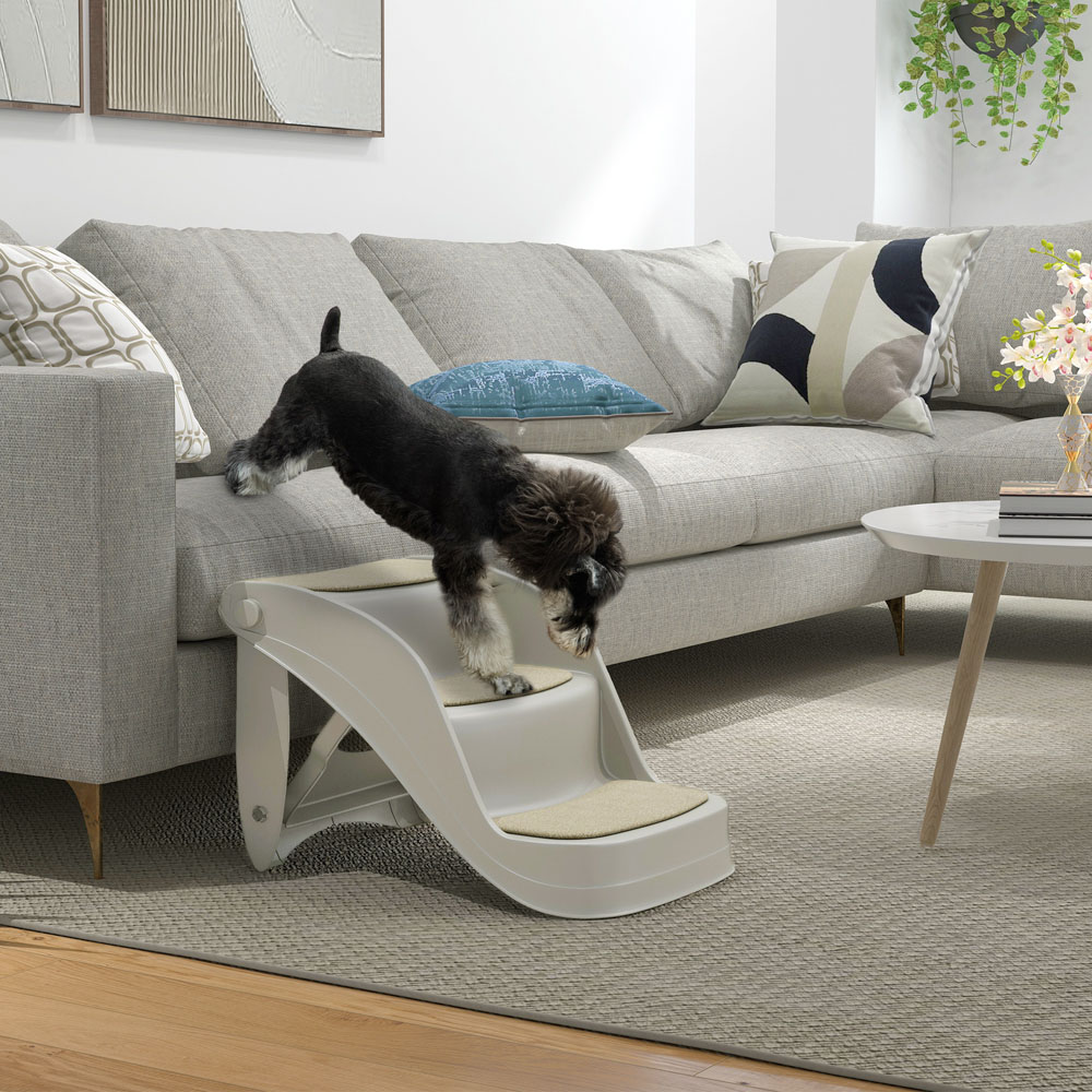 PawHut Grey Small Dog Foldable Stairs Image 2