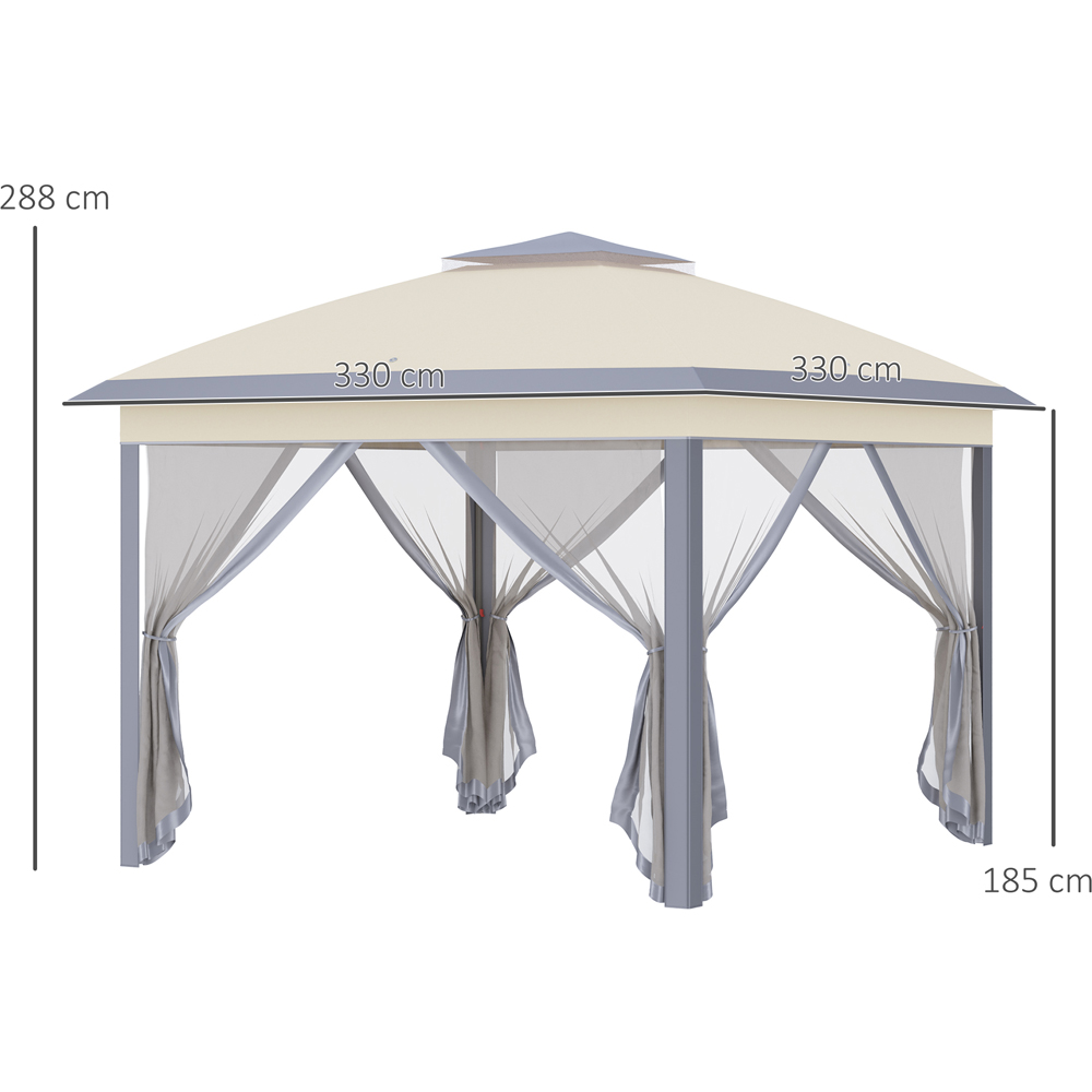 Outsunny 3.3 x 3.3m Beige Double Roof Pop Up Gazebo Image 7