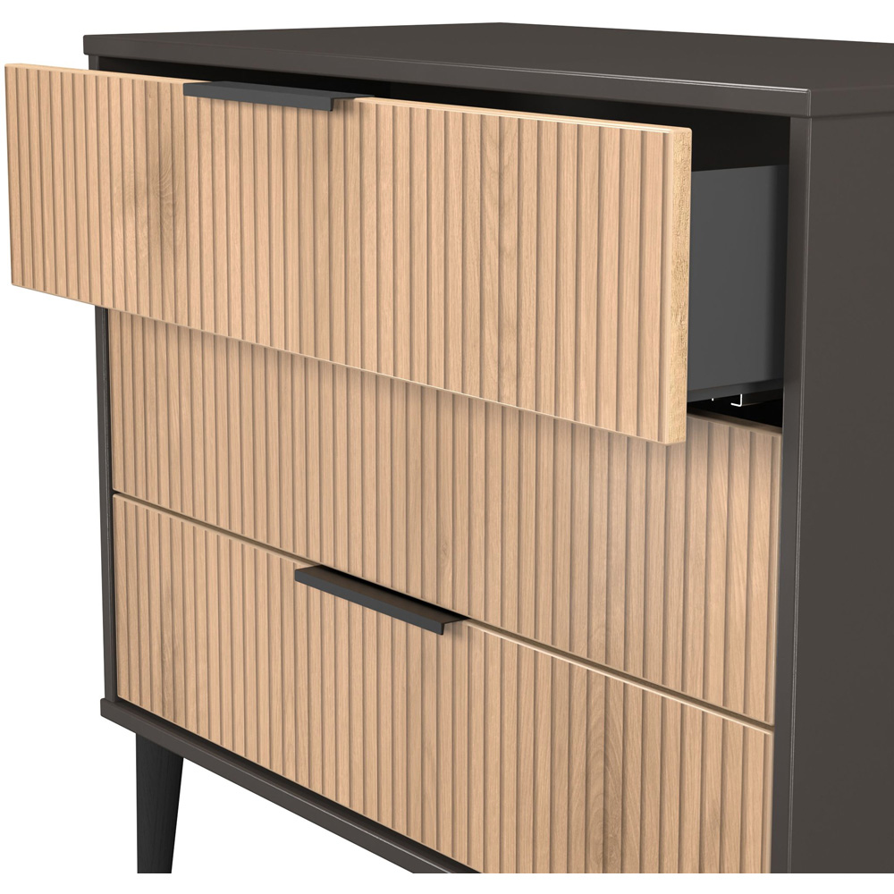 Crowndale Hong Kong 3 Drawer Slatt Effect and Graphite Chest of Drawers Ready Assembled Image 6
