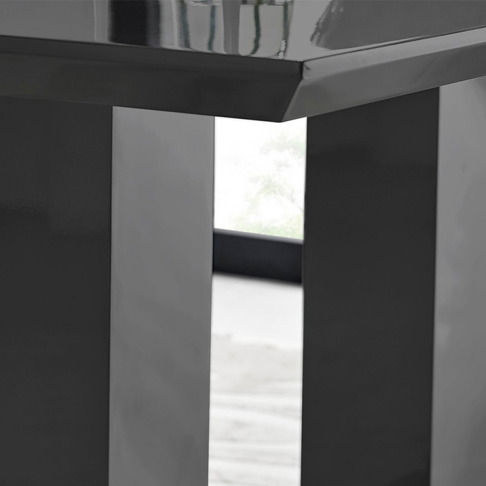 Furniturebox Molini Cesano 6 Seater Dining Set Black High Gloss and Grey  Image 5