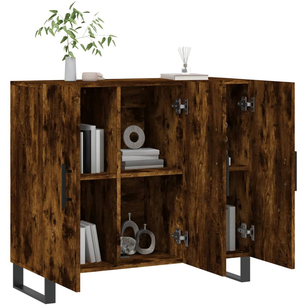 vidaXL 3 Door Smoked Oak Sideboard Image 4