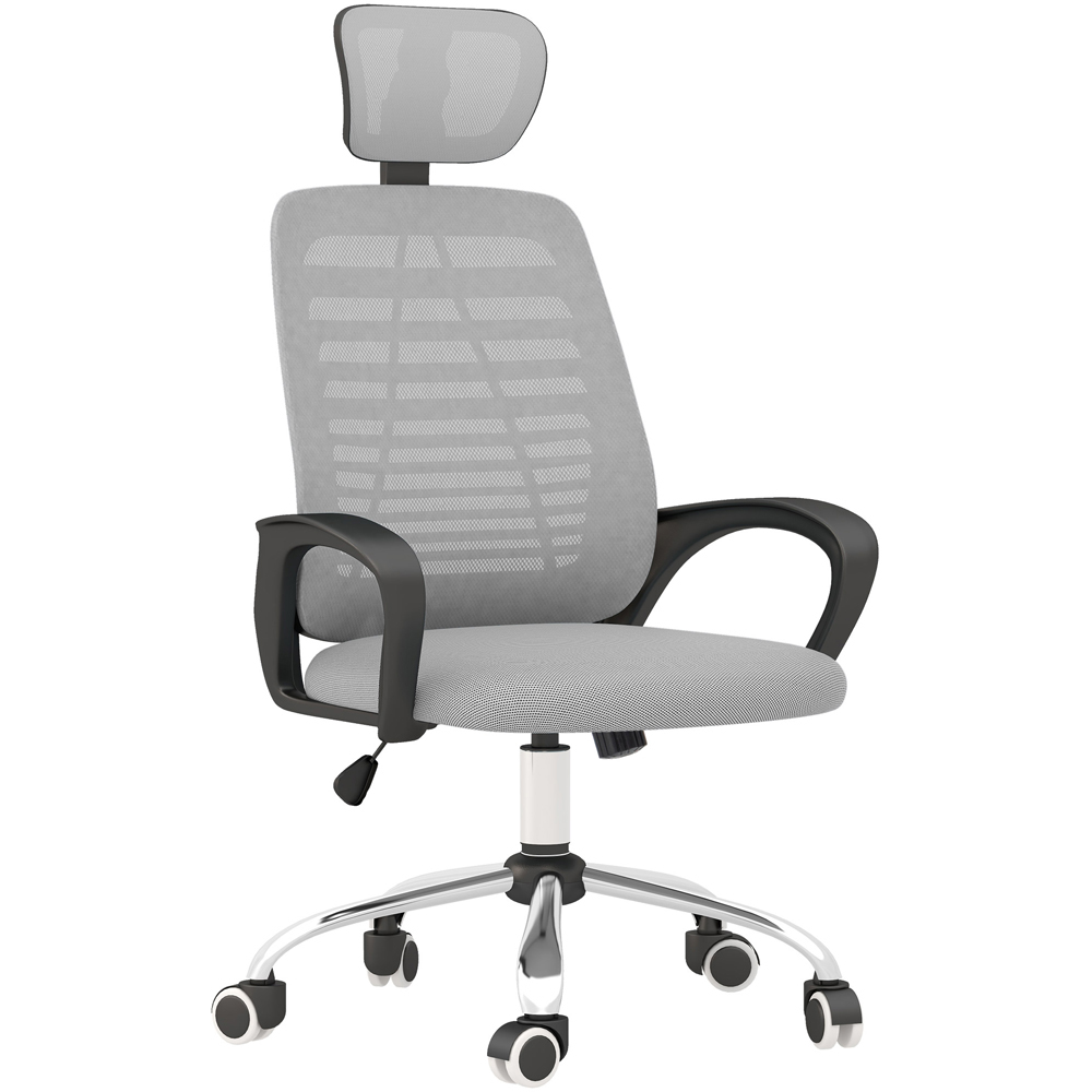 Portland Grey Mesh Office Chair with Rotatable Headrest Image 2