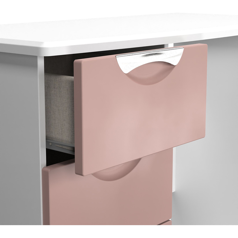 Crowndale Camden 3 Drawer Kobe Pink and White Vanity Dressing Table Ready Assembled Image 6