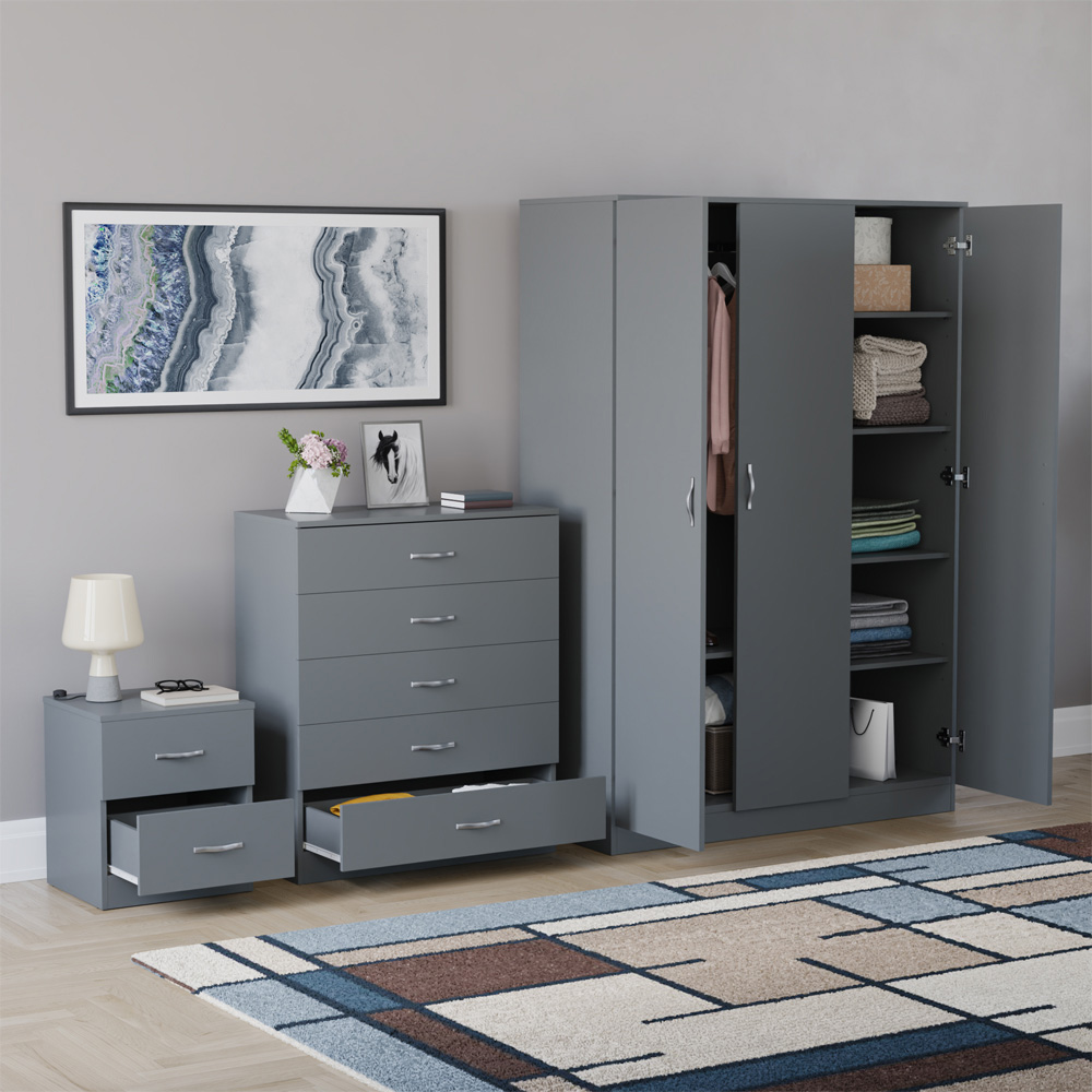 VIDA DESIGNS Riano Grey 3 Piece Bedroom Furniture Set Image 5