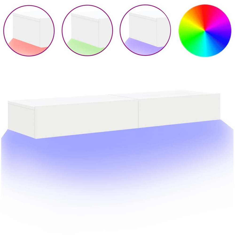 vidaXL Single Drawer White LED TV Cabinet Set of 2 Image 3