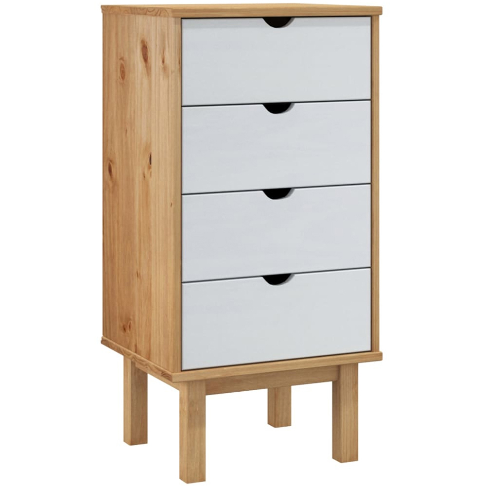 vidaXL 4 Drawer Brown and White Wooden Storage Cabinet Image 2