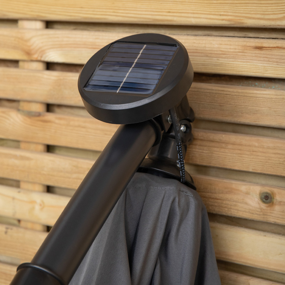 Samuel Alexander Grey Solar Powered Cantilever Garden Parasol with LED Lights 3m Image 7