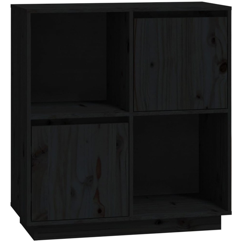 vidaXL 2 Door 2 Shelf Black Wooden Sideboard Image 2