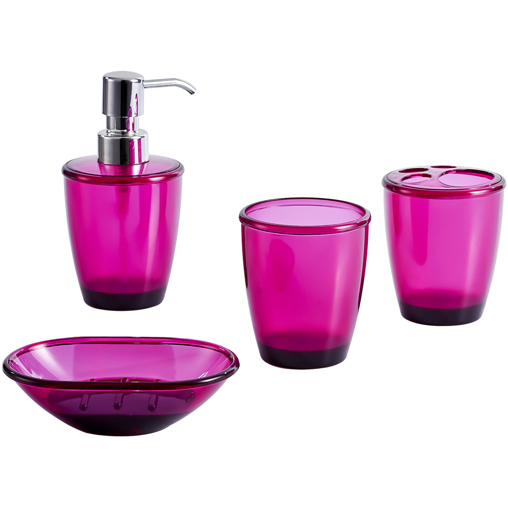 Innoteck Essentials 4 Piece Wine Red Bathroom Accessory Set Image 1