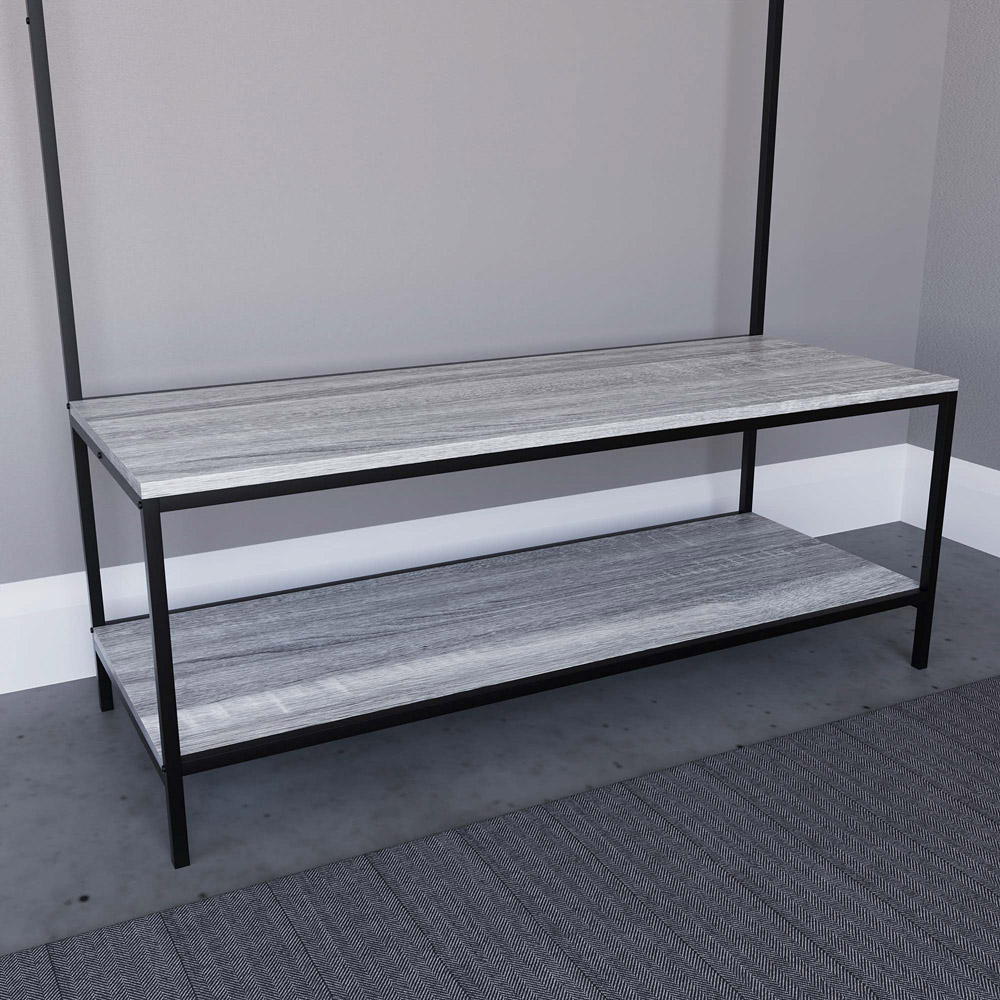 Vida Designs Brooklyn Grey Industrial Hallway Coat Rack Shoe Bench Unit Image 5