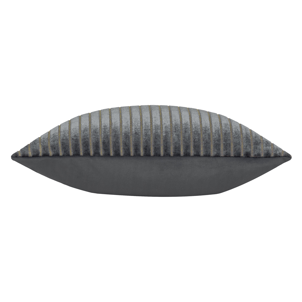 Paoletti Savoy Charcoal Stripe Velvet Reversible Cushion 50 x 50cm Image 4