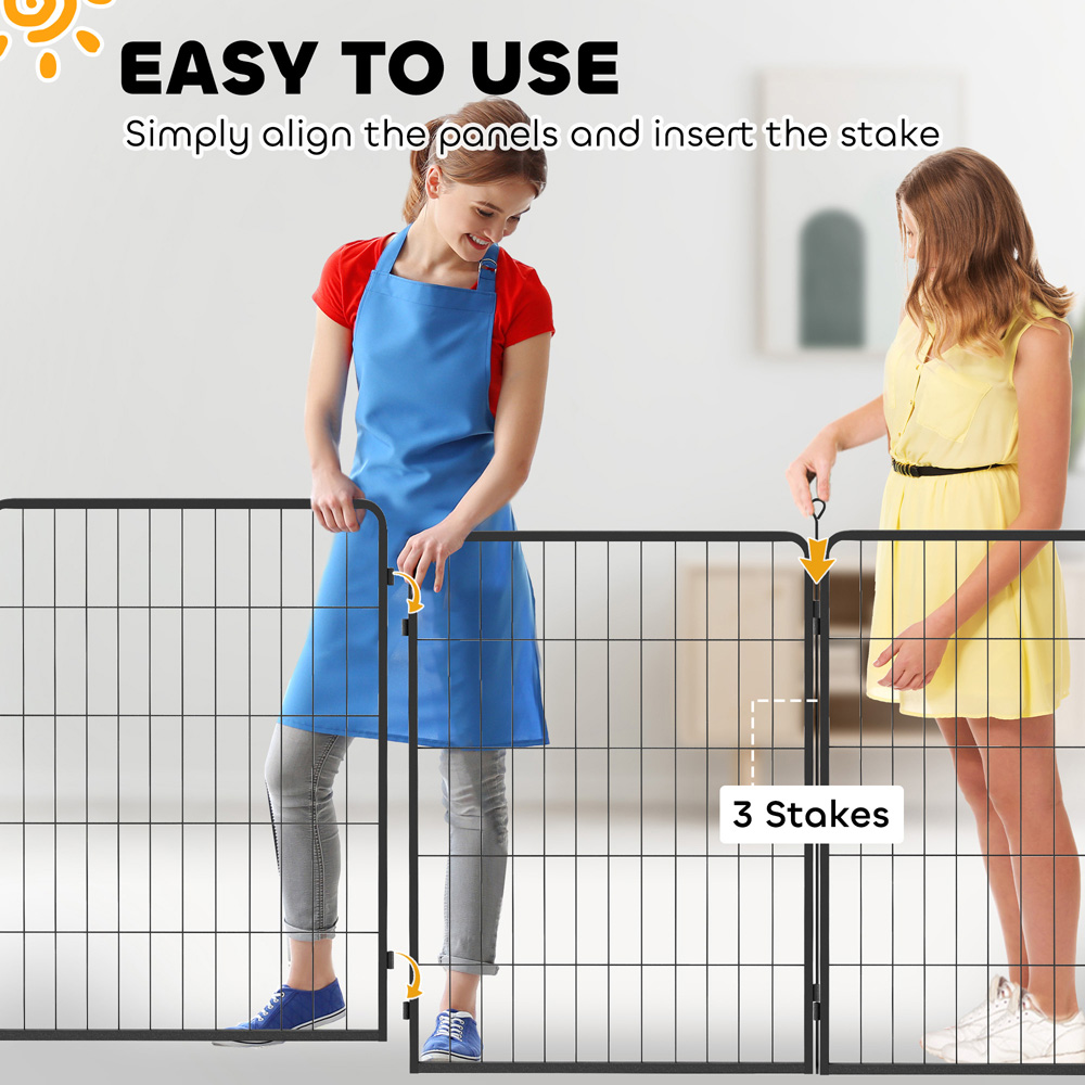 PawHut 2 Piece Large Black Dog Pen with Expansion Pack Image 7