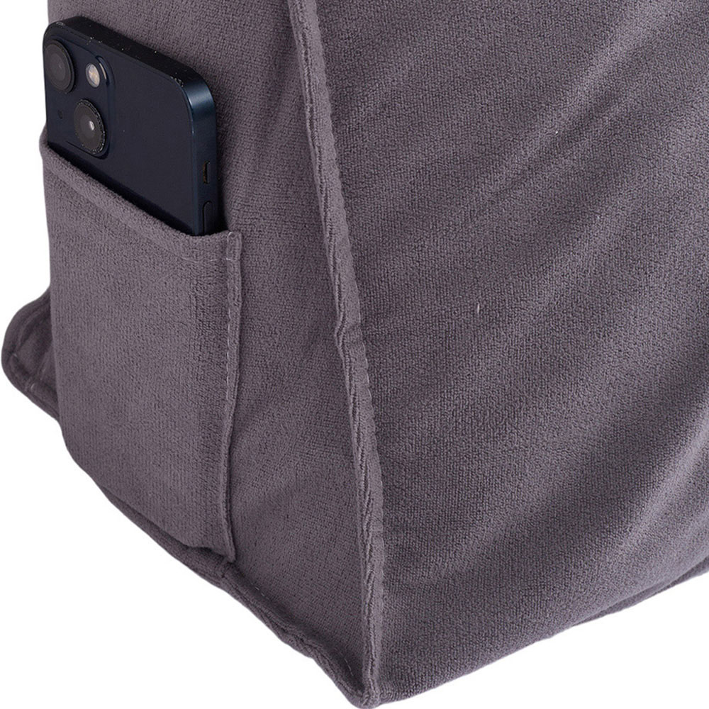 Living and Home Grey Chenille Wedge Headboard Pillow with Side Pocket 180 x 50cm Image 7