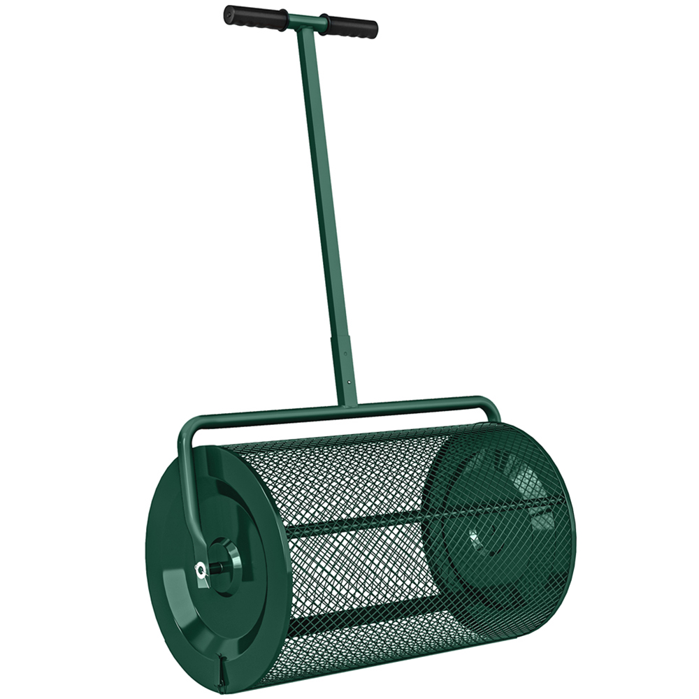 Outsunny 24 inch Green Height Adjustable Handle Compost Spreader Image 1