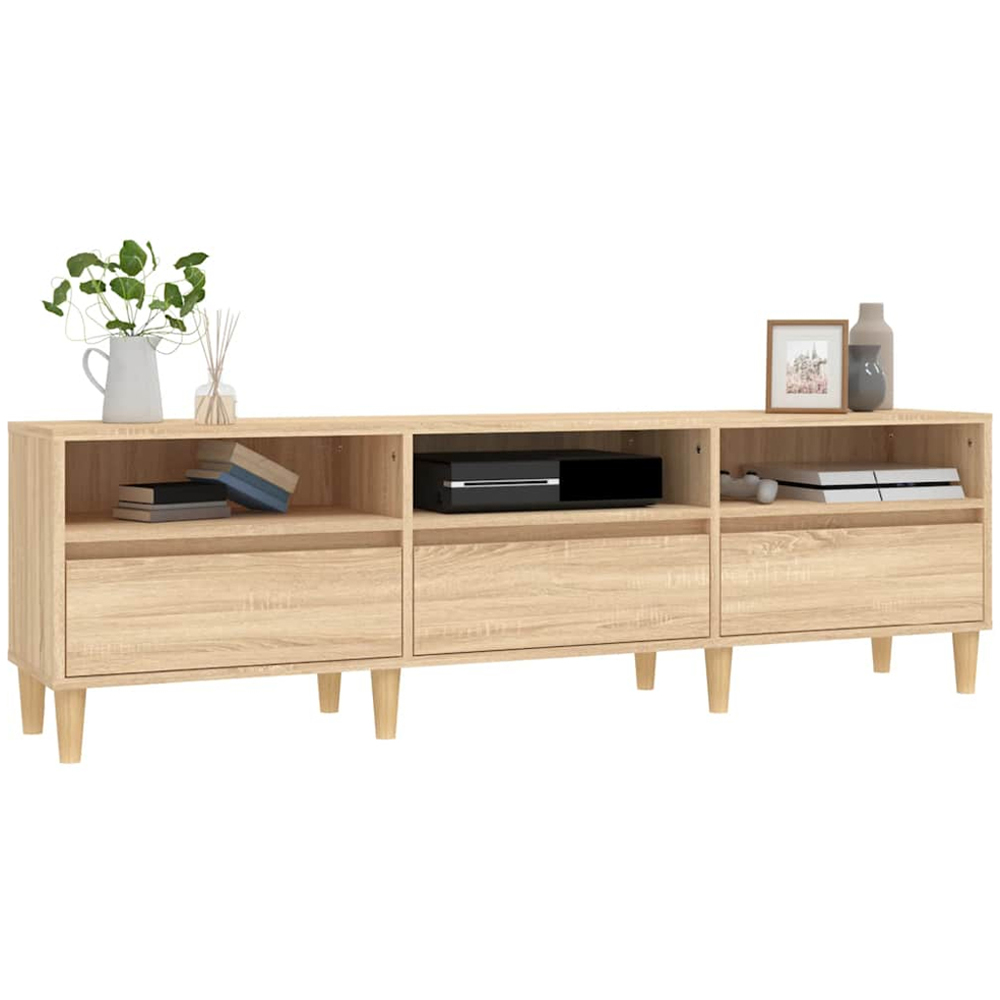 vidaXL 3 Door 3 Shelf Sonoma Oak Wide TV Cabinet Image 4
