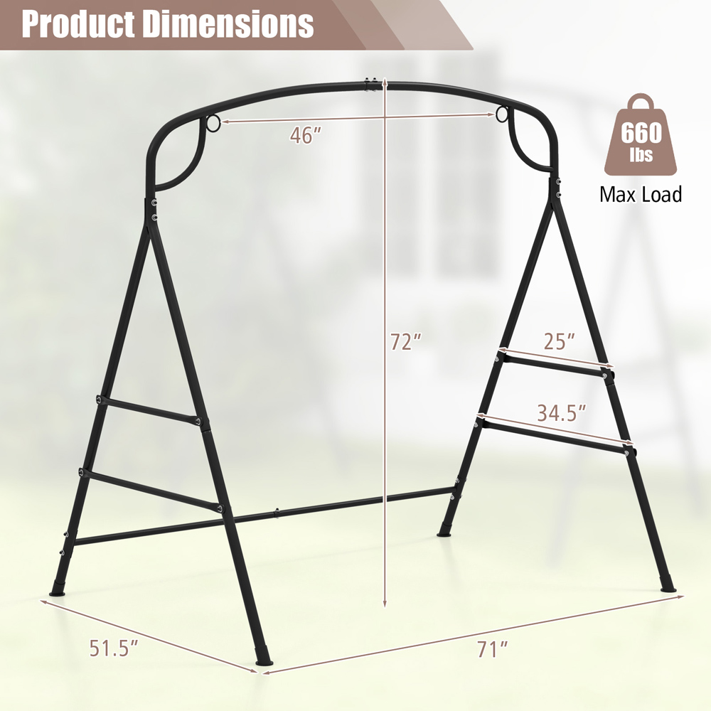 Costway Black Metal Garden Swing Stand Image 9