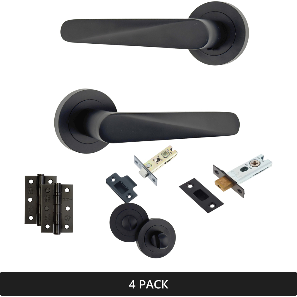 AXS Hardware Detroit Black Bathroom Door Handles on Rose 4 Pack Image 8