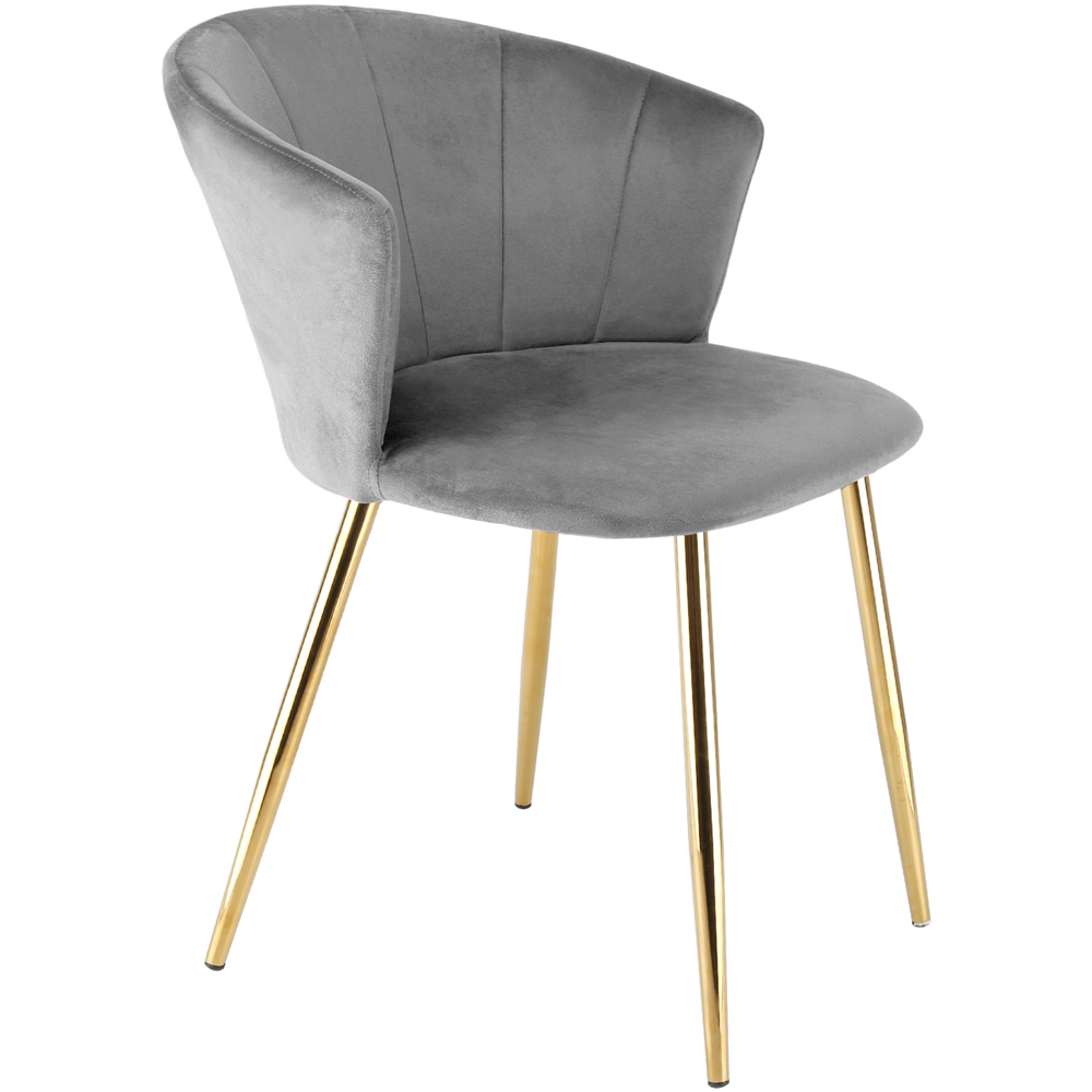Ella Dining Accent Chair Velvet Upholstery - Grey (Gold Legs) Image 4