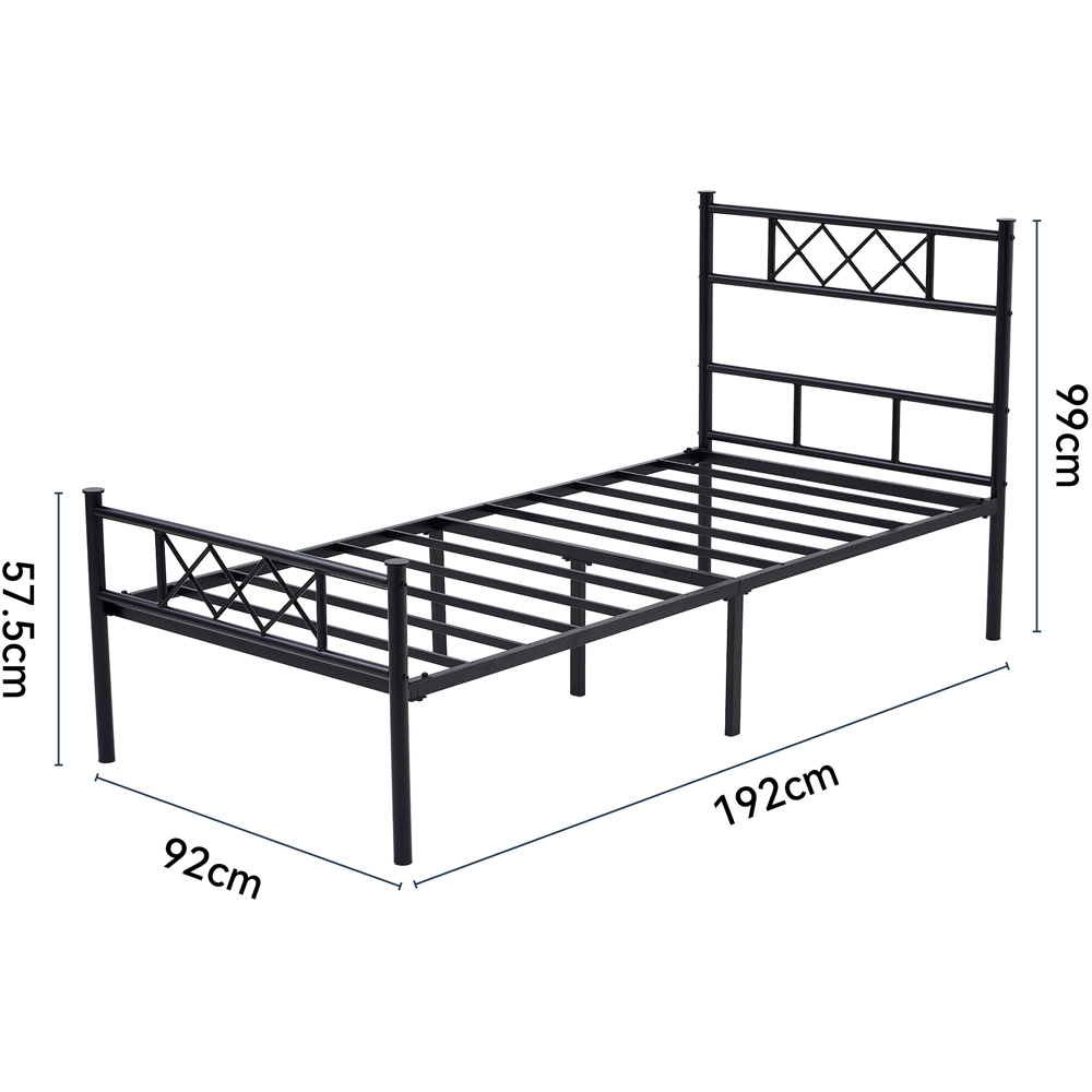 Brooklyn Felix Single Black Metal Bed Frame with Headboard and Footboard Image 8