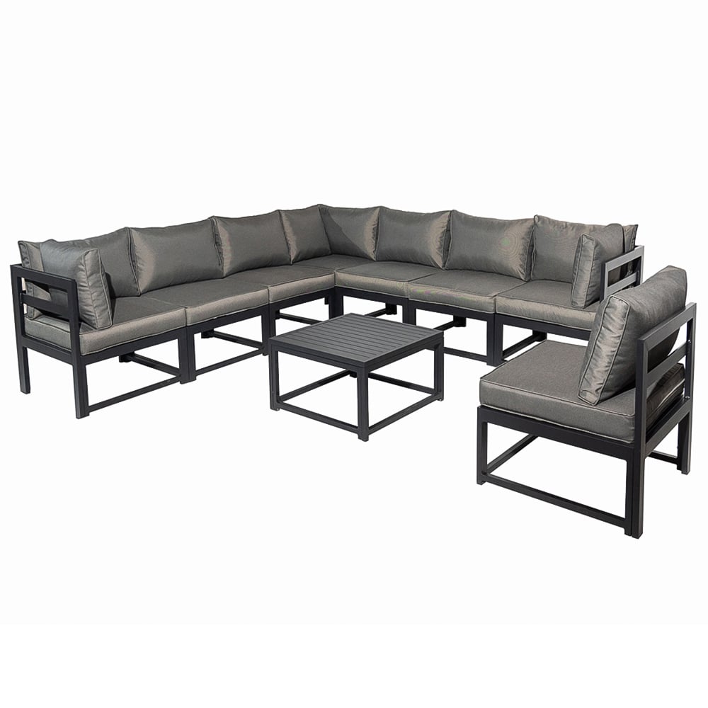 Furniture One 8 Seater L Shape Aluminium Garden Corner Sofa Set Image 4