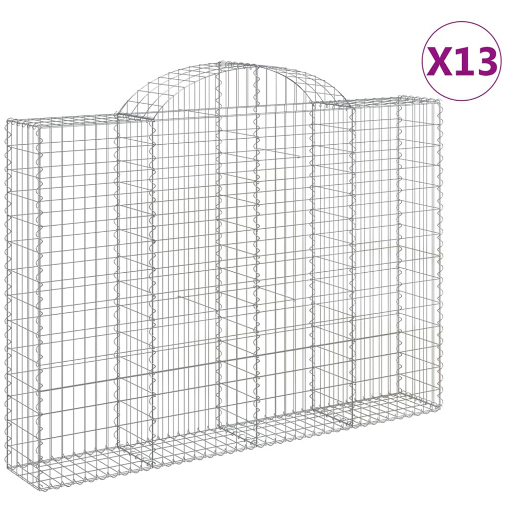 vidaXL Silver Galvanised Iron Arched Gabion Basket 200 x 30 x 140/160cm 13 Pack Image 2